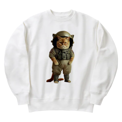 地球を救おうとしているネコ Heavyweight Crew Neck Sweatshirt