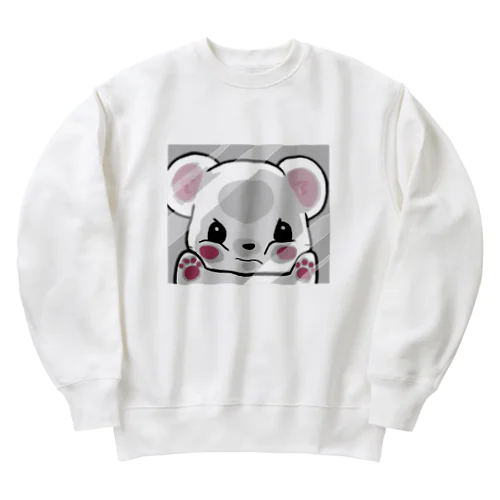 ちーきーオコジョ(窓にべったりver) Heavyweight Crew Neck Sweatshirt