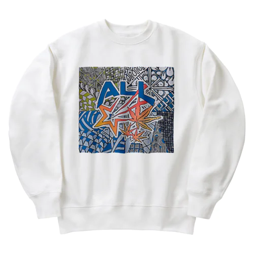 ゼンタングル(黄×青) Heavyweight Crew Neck Sweatshirt