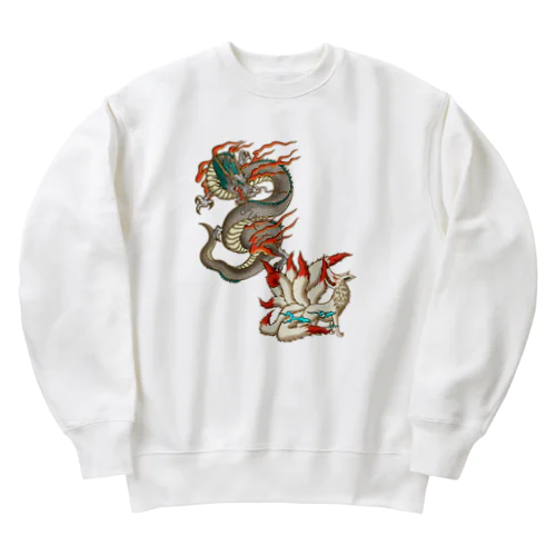 九尾の狐と白龍 Heavyweight Crew Neck Sweatshirt