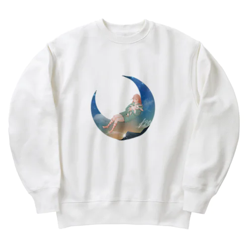 ウサギのぬいぐるみと眠る女の子 Heavyweight Crew Neck Sweatshirt