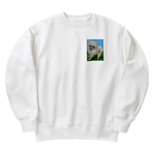 白ポメラニアン Heavyweight Crew Neck Sweatshirt