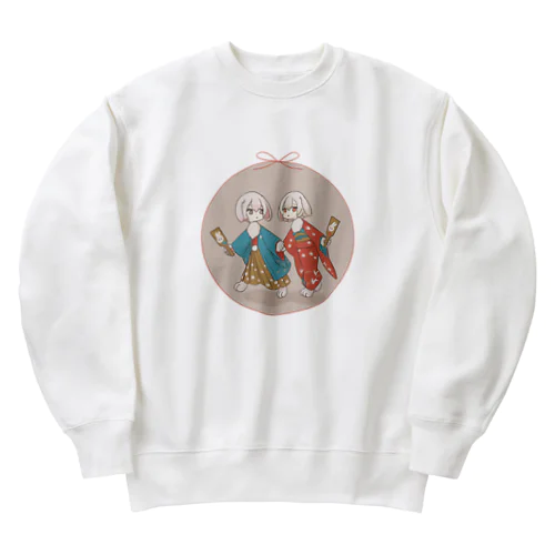  ー迎春ー双子のうさぎちゃん Heavyweight Crew Neck Sweatshirt