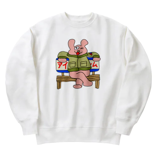 レトロ感漂うジャケットうさぎ「ジャケうさ」 Heavyweight Crew Neck Sweatshirt