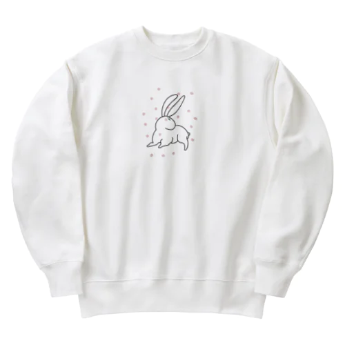 かるくパンチされるウサギさん Heavyweight Crew Neck Sweatshirt