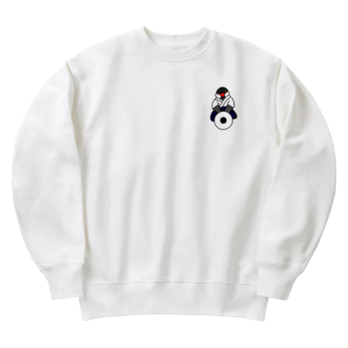 正座の弓道部んちょ（桜文鳥）と星的② Heavyweight Crew Neck Sweatshirt