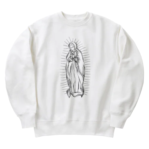 聖母マリア　デザイン　前面タイプ　線画デザイン Heavyweight Crew Neck Sweatshirt