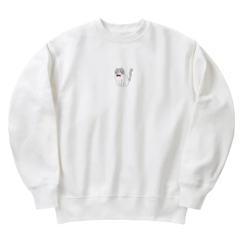 おでこハート猫ちゃん Heavyweight Crew Neck Sweatshirt