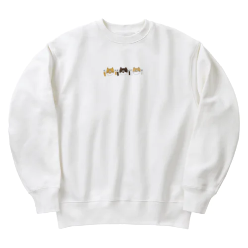 なかよし3にゃんず Heavyweight Crew Neck Sweatshirt