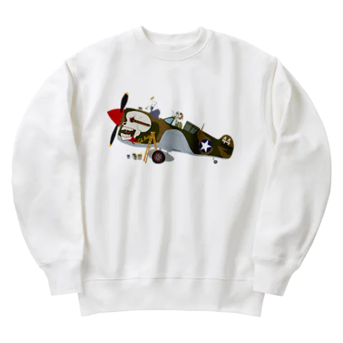 ノーズアートを描くすろくま。戦闘機P-40、SKULL Heavyweight Crew Neck Sweatshirt