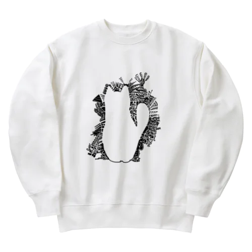 猫シルエット　落書き Heavyweight Crew Neck Sweatshirt