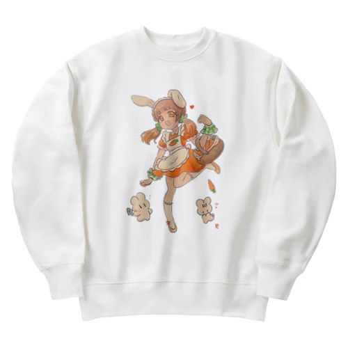 兎沢ニジ(背景なし) Heavyweight Crew Neck Sweatshirt