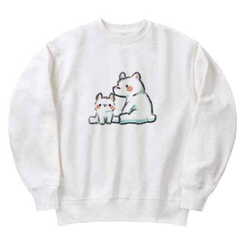 ふわふわシロクマ親子 Heavyweight Crew Neck Sweatshirt