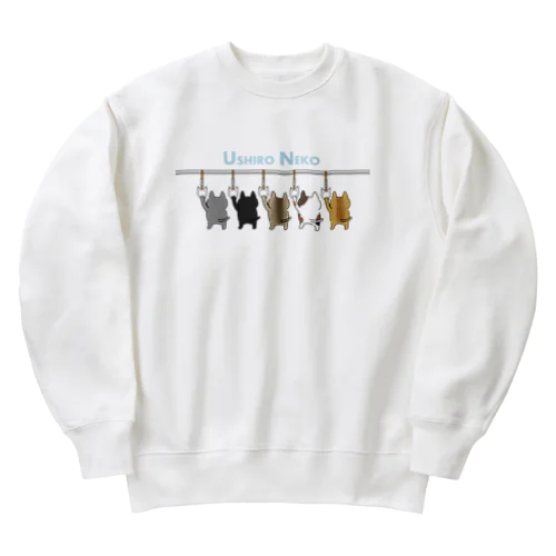 吊り革につかまるUSHIRO NEKO (うしろねこ) Heavyweight Crew Neck Sweatshirt