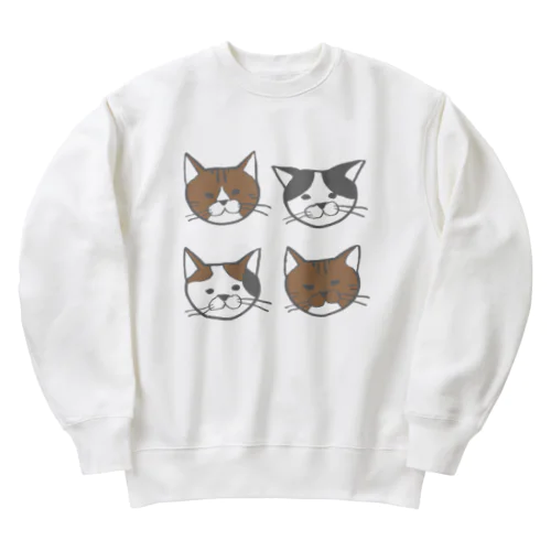 4匹のゆるねこちゃん Heavyweight Crew Neck Sweatshirt