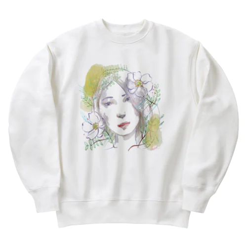 お花と水彩の子 Heavyweight Crew Neck Sweatshirt