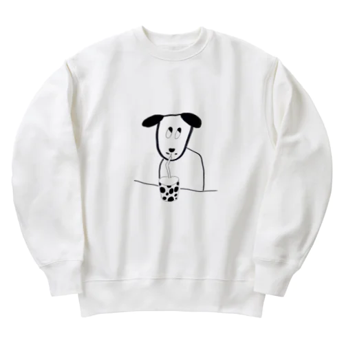 A puppy who loves milk tea. Heavyweight Crew Neck Sweatshirt