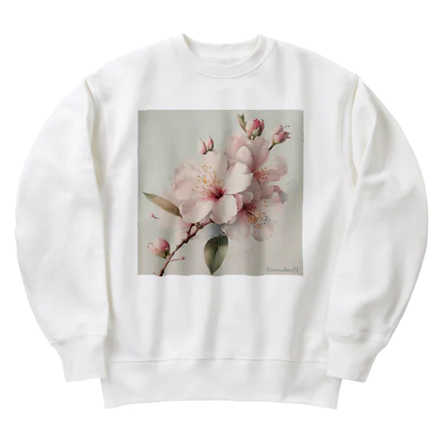 春のふんわり桜の花のアート Heavyweight Crew Neck Sweatshirt