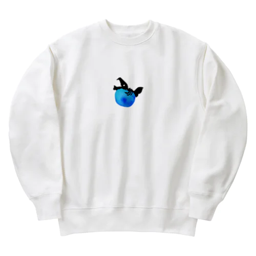 ぷくっといきものシリーズ魚ブルー Heavyweight Crew Neck Sweatshirt