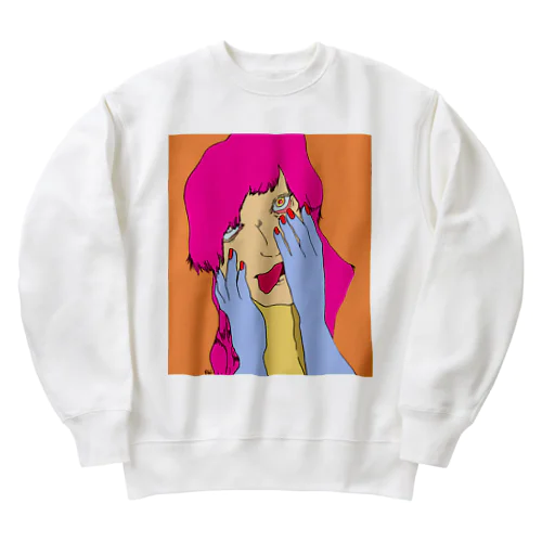 前髪切りすぎた女子 Heavyweight Crew Neck Sweatshirt