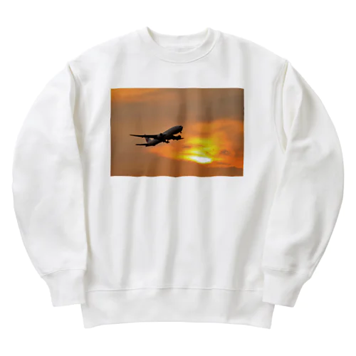 夕暮れの羽田国際空港 Heavyweight Crew Neck Sweatshirt