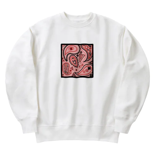 目玉ペイズリー柄(赤) Heavyweight Crew Neck Sweatshirt