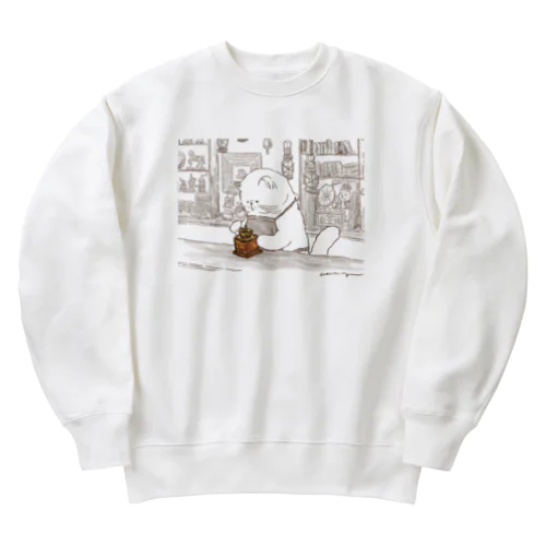 コーヒー豆の挽き具合を研究するカフェのマスター Heavyweight Crew Neck Sweatshirt