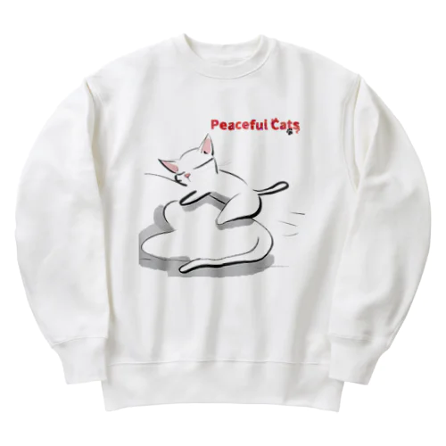 Peaceful Cats おやすみ Heavyweight Crew Neck Sweatshirt