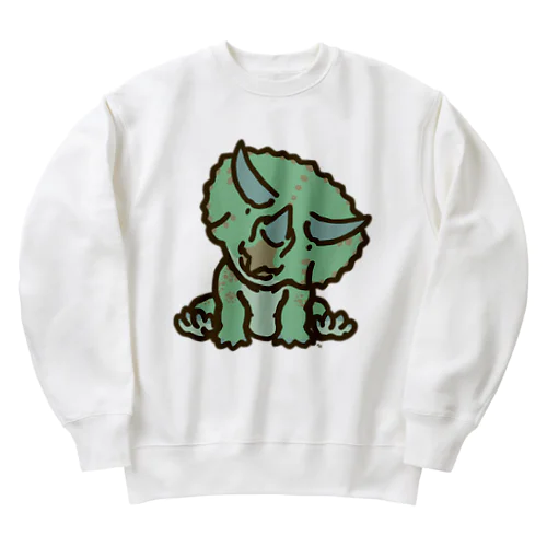 トリケラちゃん（お座り）首傾げ Heavyweight Crew Neck Sweatshirt