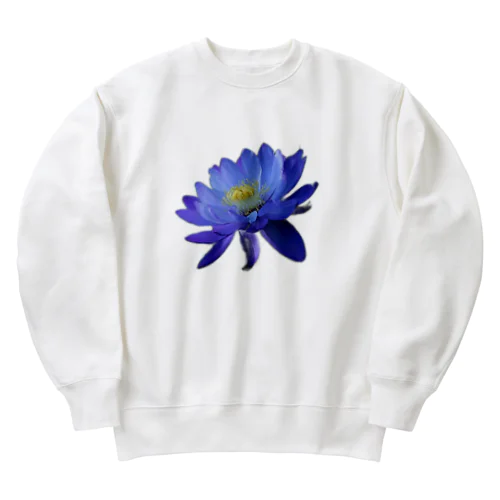 青色と白色の蓮 Heavyweight Crew Neck Sweatshirt