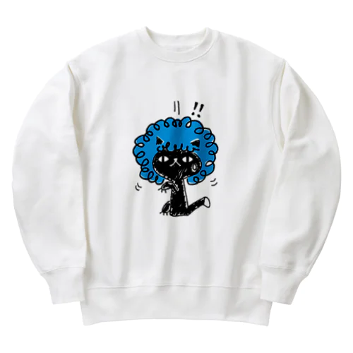 黒猫空からアフロ Heavyweight Crew Neck Sweatshirt