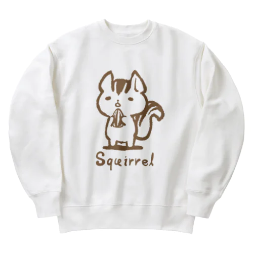 ぼんやりリスさん(ver.リサイズ＆茶色い線) Heavyweight Crew Neck Sweatshirt