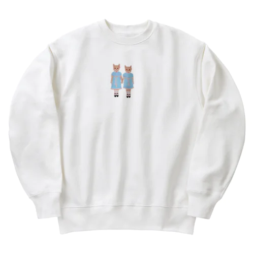 twins cat Heavyweight Crew Neck Sweatshirt