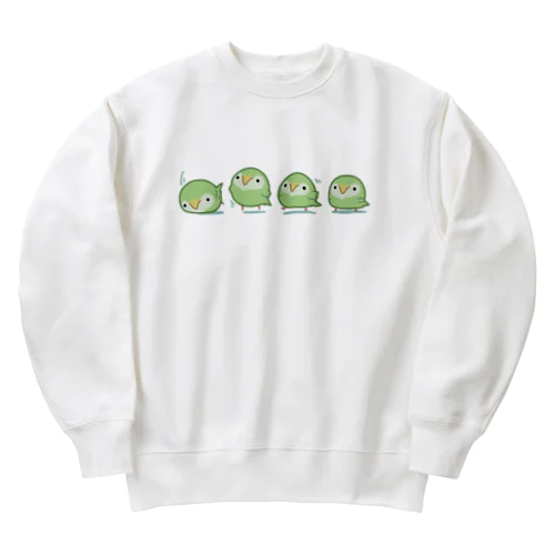 空も飛べるはずと頑張るカカポ Heavyweight Crew Neck Sweatshirt