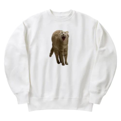 あくび猫のシロ Heavyweight Crew Neck Sweatshirt