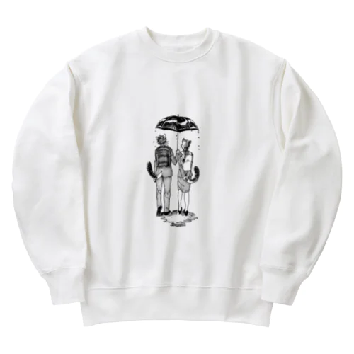 ネコの相合い傘 Heavyweight Crew Neck Sweatshirt