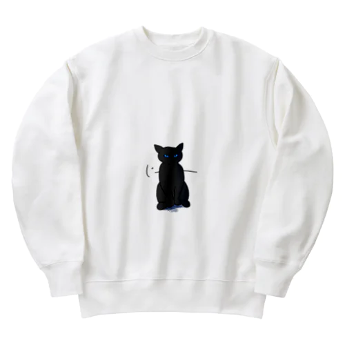 じー、と黒猫ちゃん Heavyweight Crew Neck Sweatshirt