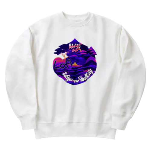 【lofiアート】ネオ浮世絵と盆栽: 北斎イズムのサイバーパンクが織りなす日本の景色の旅 Heavyweight Crew Neck Sweatshirt