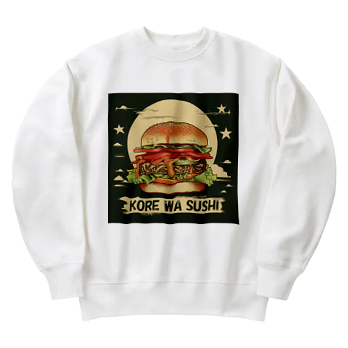 これは、寿司 (ハンバーガー) Heavyweight Crew Neck Sweatshirt