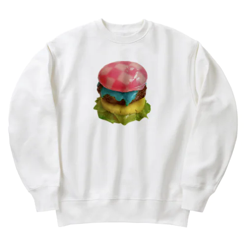 市松模様ピンクハンバーガー Heavyweight Crew Neck Sweatshirt