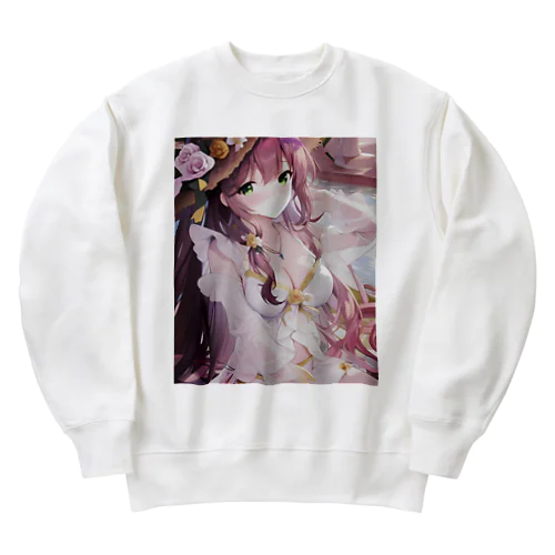 華の妖精のかわいい女の子 Heavyweight Crew Neck Sweatshirt