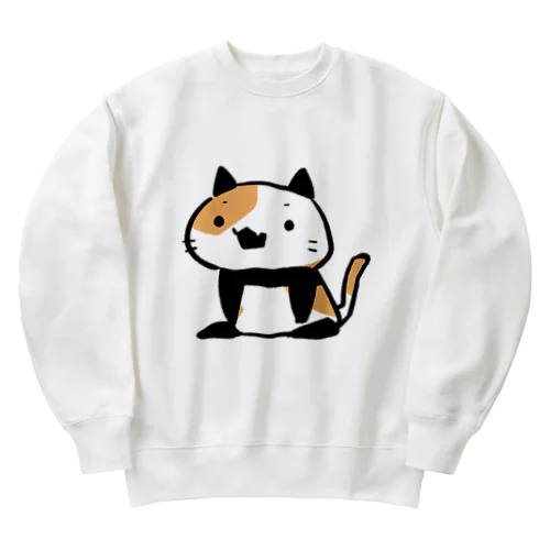 パンダ風味の三毛猫 Heavyweight Crew Neck Sweatshirt