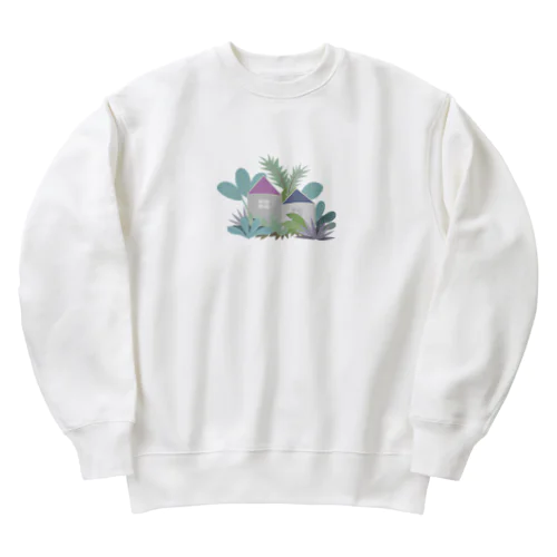 熱帯植物に囲まれた家 Heavyweight Crew Neck Sweatshirt