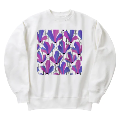 モクレンをイメージした花柄（ピンク） Heavyweight Crew Neck Sweatshirt