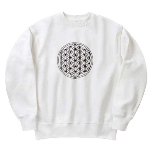 神聖幾何学のフラワーオブライフ (Flower of Life) Heavyweight Crew Neck Sweatshirt