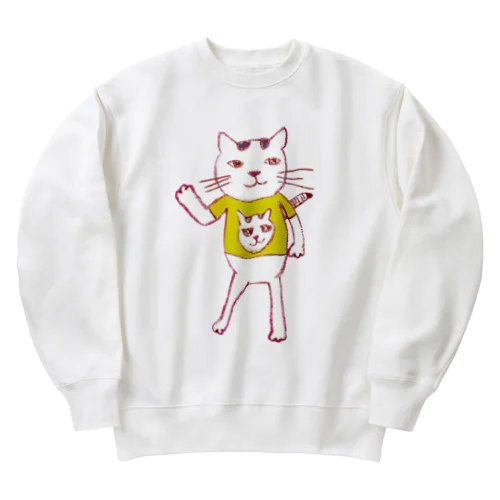 こんなふうに見えるニャン（ねこシンプル）【復刻シリーズ】 Heavyweight Crew Neck Sweatshirt