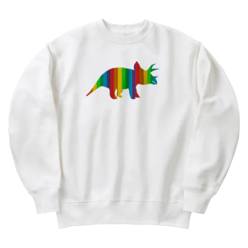 カラフルなトリケラトプス Heavyweight Crew Neck Sweatshirt