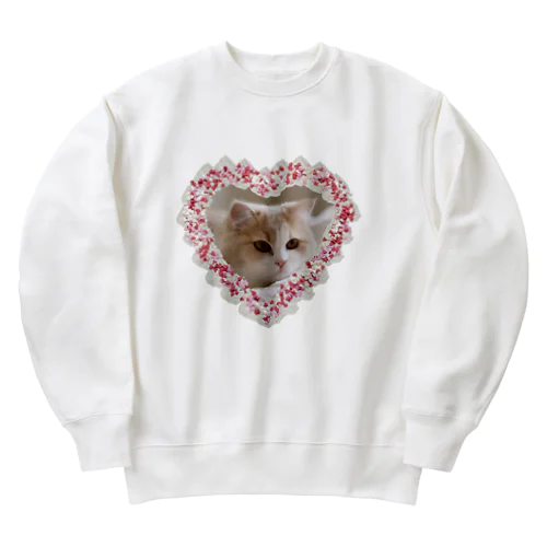 ホイップクリーム猫ちゃん Heavyweight Crew Neck Sweatshirt