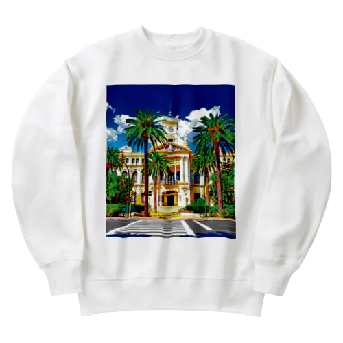 スペイン マラガの市庁舎 Heavyweight Crew Neck Sweatshirt