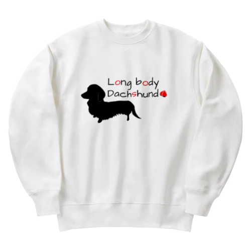 Long body Dachshund(黒デザイン) Heavyweight Crew Neck Sweatshirt